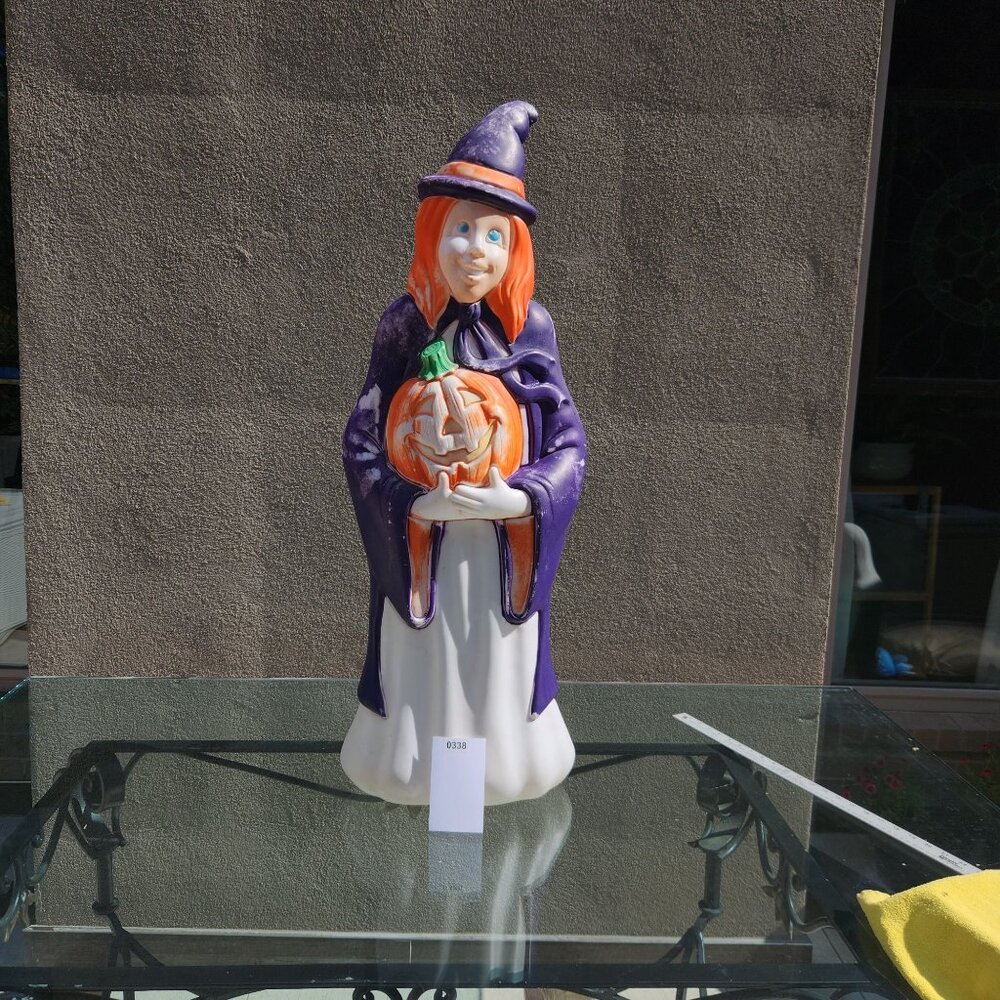 Vintage Grand Venture Witch Blowmold Pumpkin Rare Purple Redhead Halloween USA